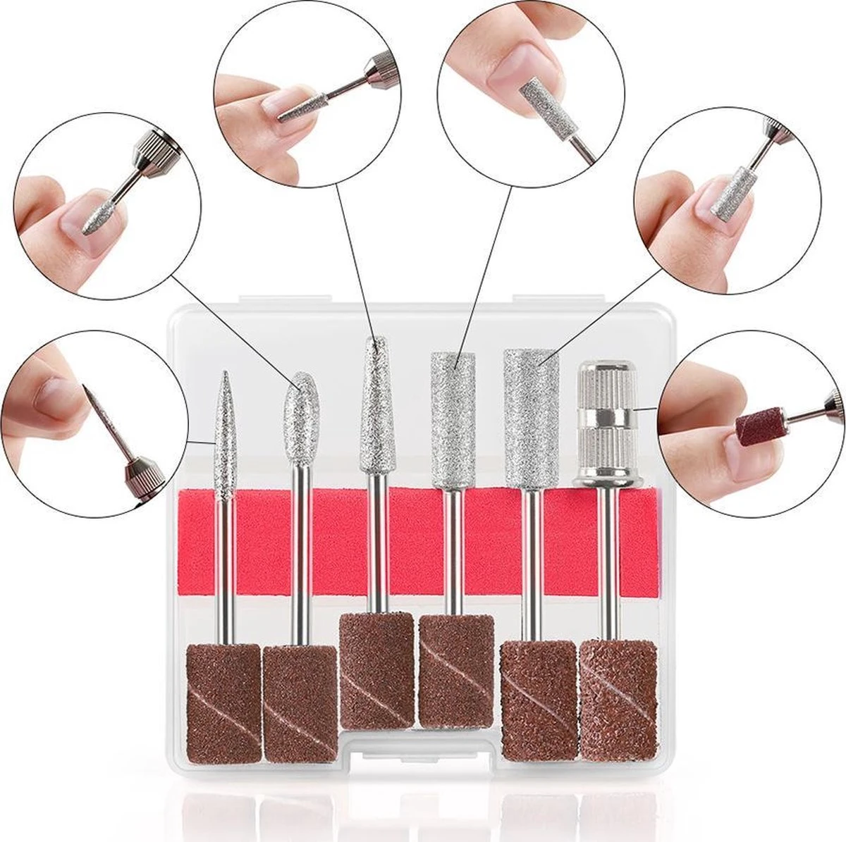 Royala - Manicure & Pedicure Set Elektrische Nagelvijl Nagelfrees - Nail Drill - Geschikt Voor Natuurlijke Nagels - Nepnagels - Gellak - Gelnagels - Acrylnagels - 6 Opzetstukken - Rood 4 Royala - Manicure & Pedicure Set Elektrische Nagelvijl Nagelfrees - Nail Drill - Geschikt Voor Natuurlijke Nagels - Nepnagels - Gellak - Gelnagels - Acrylnagels - 6 Opzetstukken - Rood – Image 2