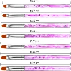 Merkloos 7 Roze Penselen Voor Gel/ Polygel En Glitter - Nagel Kwasten - Nail Brush -Maquillage Cosmetics 1200x1195 57