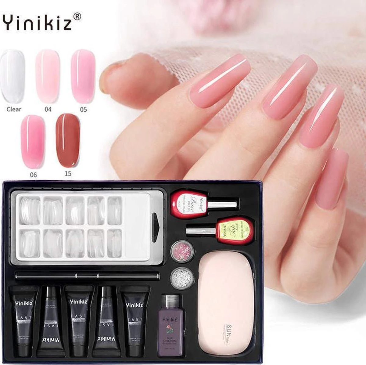 Yinikiz - POLYGEL Kit - 5 Kleuren Polygel 15ML - Roze En Wit - Starterkit- Gellak - Manicure Set - UV Lamp - Polygel Nagels Starterspakket - Nepnagels - 4 Yinikiz - POLYGEL Kit - 5 Kleuren Polygel 15ML - Roze En Wit - Starterkit- Gellak - Manicure Set - UV Lamp - Polygel Nagels Starterspakket - Nepnagels - – Image 2