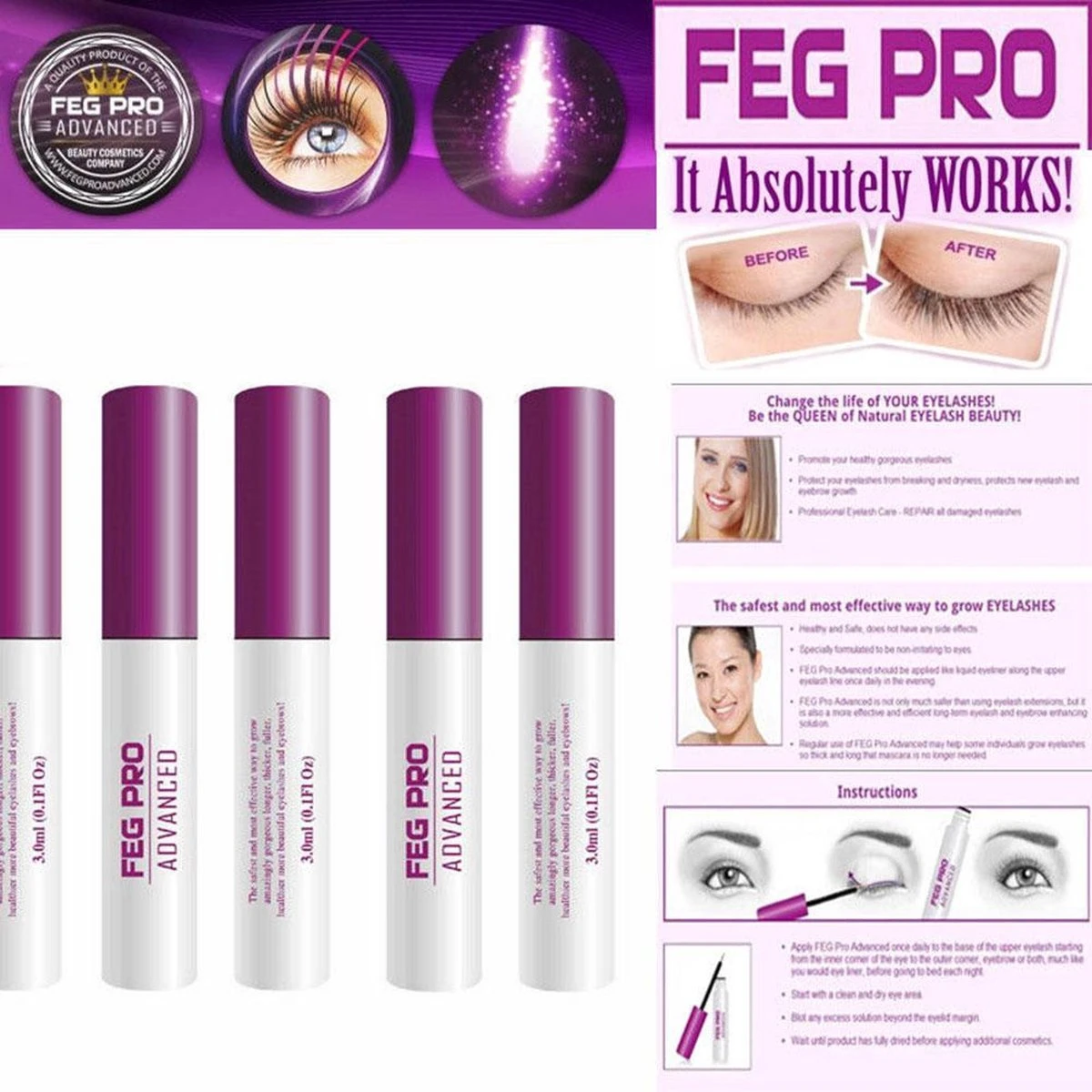 Merkloos FEG Pro Geavanceerde Wimpeserum | Wimper Groei Booster | Wimper Behandelingen | Serum Enhancer | Originele Feg Eyelash Enhancer Eyelash Serum Eyebrow Enhancer Eyebrow Serum 7 Merkloos FEG Pro Geavanceerde Wimpeserum | Wimper Groei Booster | Wimper Behandelingen | Serum Enhancer | Originele Feg Eyelash Enhancer Eyelash Serum Eyebrow Enhancer Eyebrow Serum – Image 5