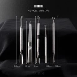 YUBBI™ Professionele Nagelverzorging Set - 5 Delig - Nagelriem Duwer - Bokkenpootje - Gellak Verwijderaar - Nagelvijl - Gel Acryl Nagel Prep - RVS - Inclusief Opbergetui -Maquillage Cosmetics 1200x1200 2063