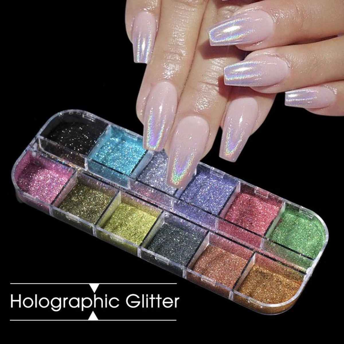 GUAPÀ - Nagel Nail Art Holografische Glitter Poeder - Diverse Kleuren - 12 Stuks 3 GUAPÀ - Nagel Nail Art Holografische Glitter Poeder - Diverse Kleuren - 12 Stuks