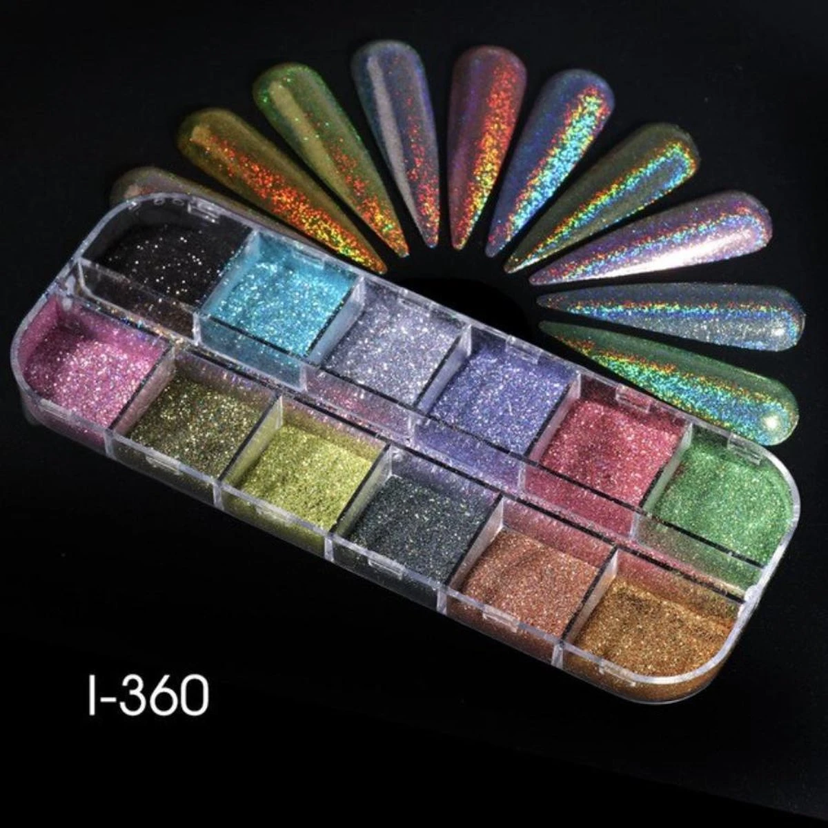 GUAPÀ - Nagel Nail Art Holografische Glitter Poeder - Diverse Kleuren - 12 Stuks 4 GUAPÀ - Nagel Nail Art Holografische Glitter Poeder - Diverse Kleuren - 12 Stuks – Image 2
