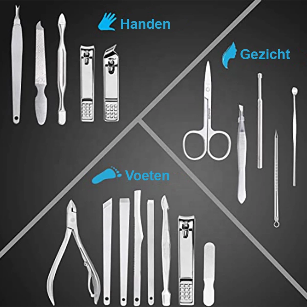 Nagelknipper Set – 18-Delige Pedicure En Manicure Sets Nagelaccessoires – Nagelset – Nagelverzorging Kit – Reisset Zwart 5 Nagelknipper Set – 18-Delige Pedicure En Manicure Sets Nagelaccessoires – Nagelset – Nagelverzorging Kit – Reisset Zwart – Image 3