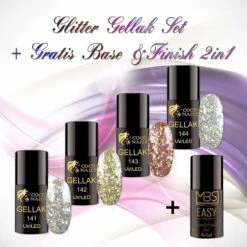 Gellak Glitter Set Met Base&Finish 2in1/Gellak/Gel Nagellak/Gel Polish/Top Coat Gellak