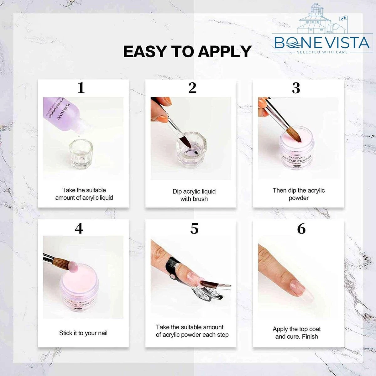 Bone Vista® Acryl Nagels Starterspakket - Wit, Roze & Transparant - Professionele Kunstnagels 6 Bone Vista® Acryl Nagels Starterspakket - Wit, Roze & Transparant - Professionele Kunstnagels – Image 4