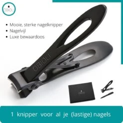 Obioli ™ Nagelknipper Set - Luxe Cadeau Doos Voor Mannen En Vrouwen - Nageltang - Nagelschaar - Kalknagels - Teennagel - Met Nagelvijl - Zwart - Groot - Gift Box -Maquillage Cosmetics 1200x1200 3102