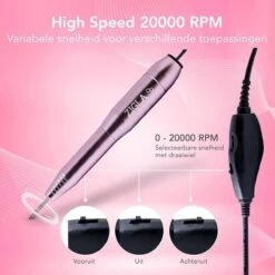 Zigla – Elektrische Nagelvijl - Nagelfrees- Manicure En Pedicure Set - 6 Schuurrolletjes - 11 Opzetstukken - Rosé/Goud - Vernieuwd -Maquillage Cosmetics 1200x1200 3118