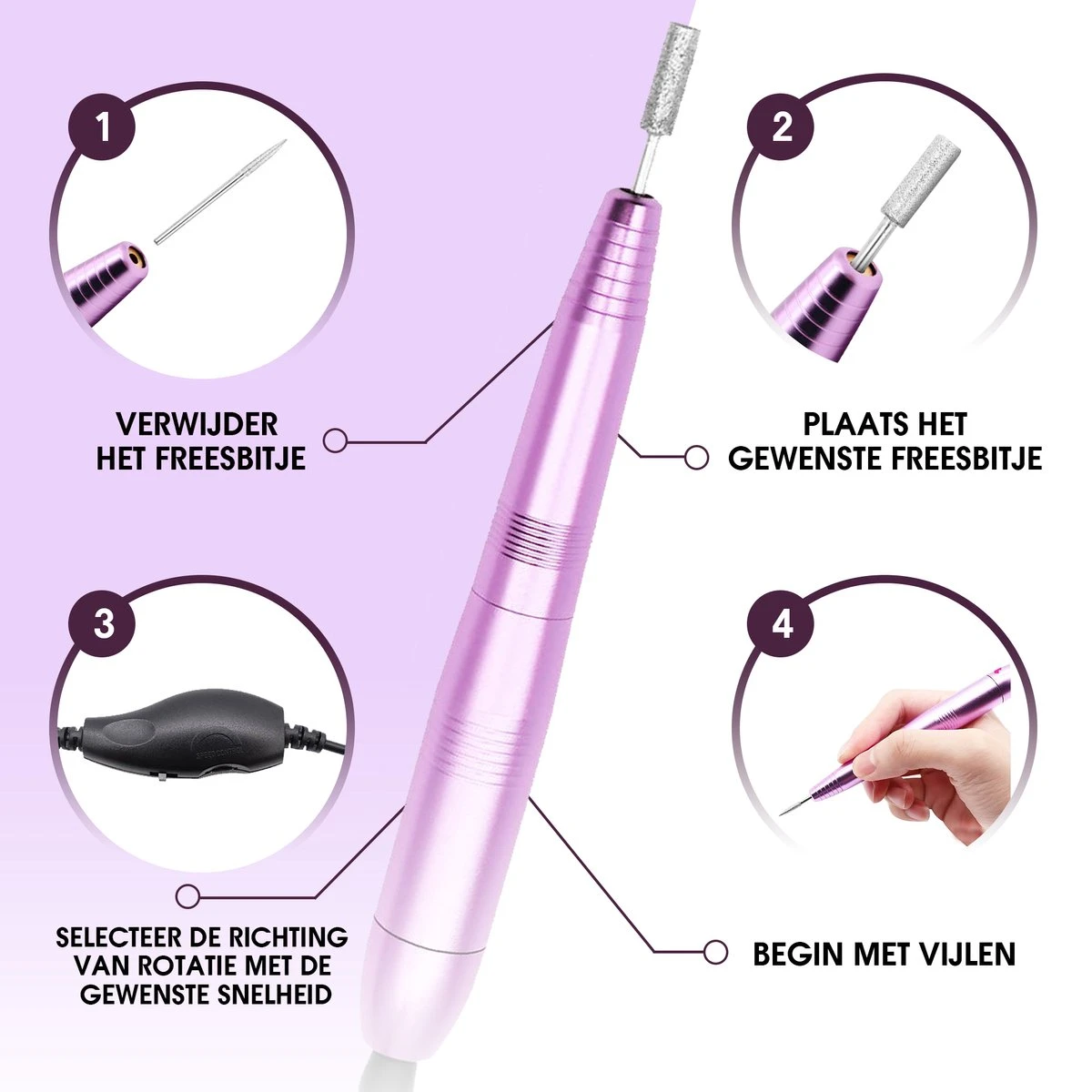 Merkloos La Liva Elektrische Nagelvijl - Nagelfrees - Inclusief Extra Schuurrolletjes Keramisch Bitje En Nagelborstel - Manicure Set - Gellak 4 Merkloos La Liva Elektrische Nagelvijl - Nagelfrees - Inclusief Extra Schuurrolletjes Keramisch Bitje En Nagelborstel - Manicure Set - Gellak – Image 2