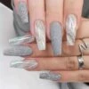 Merkloos Press On Nails - Nep Nagels - Silver - Almond - Coffin - Plak Nagels - Kunstnagels Nailart - Zelfklevend -Maquillage Cosmetics 1200x1200 3211
