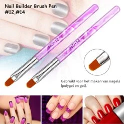 Merkloos 7 Roze Penselen Voor Gel/ Polygel En Glitter - Nagel Kwasten - Nail Brush -Maquillage Cosmetics 1200x1200 3293