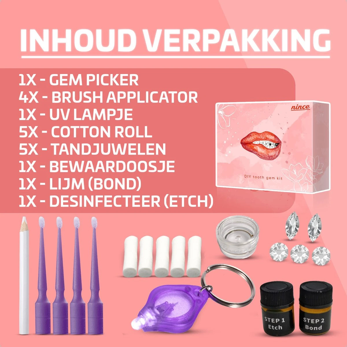 Nince DIY Tooth Gem Kit Hoogwaardig Materiaal - Wit Vlinder - Tand Diamantje Set 5 Nince DIY Tooth Gem Kit Hoogwaardig Materiaal - Wit Vlinder - Tand Diamantje Set – Image 3
