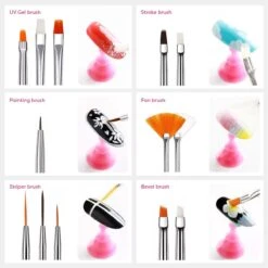 Evvie© Nail Art Kit - Penselen Met Dotting Tools - Strass Steentjes - Rhinestones - Nagel Folie - Diamantjes - Striping Tape – 65-delig -Maquillage Cosmetics 1200x1200 3501