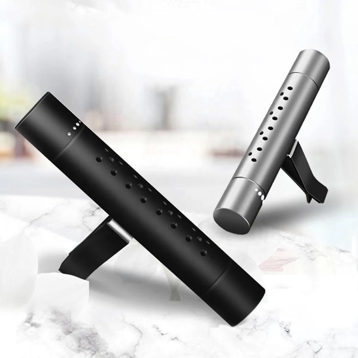 Autoparfum - Luchtverfrisser Auto - Inclusief 5 Geuren - Luxe Design - ZILVER - Aromatherapie - Ventilatierooster - Hervulbaar - Duurzaam - Verfrissend 3 Autoparfum - Luchtverfrisser Auto - Inclusief 5 Geuren - Luxe Design - ZILVER - Aromatherapie - Ventilatierooster - Hervulbaar - Duurzaam - Verfrissend