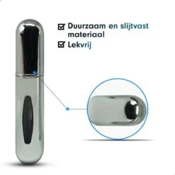 MaxedMore Navulbare Parfumverstuiver 5ml Zilver - 65 Keer Spraybare Parfum Verstuiver - Hervulbaar Tasverstuiver Voor Parfum - Meeneem Mini Geur Flesje Voor Op Reis - Lipstick Formaat Navulbaar Parfumflesje -Maquillage Cosmetics 1200x1200 3962