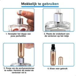 Merkloos Parfum Spray - Navulbare Parfum Verstuiver - Navulling Voor Parfum - Parfumverstuiver - Goudkleurig -Maquillage Cosmetics 1200x1200 3970