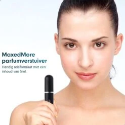 MaxedMore Navulbare Parfumverstuiver 5ml Zwart - 65 Keer Spraybare Parfum Verstuiver - Hervulbaar Tasverstuiver Voor Parfum - Meeneem Mini Geur Flesje Voor Op Reis - Lipstick Formaat Navulbaar Parfumflesje -Maquillage Cosmetics 1200x1200 4014