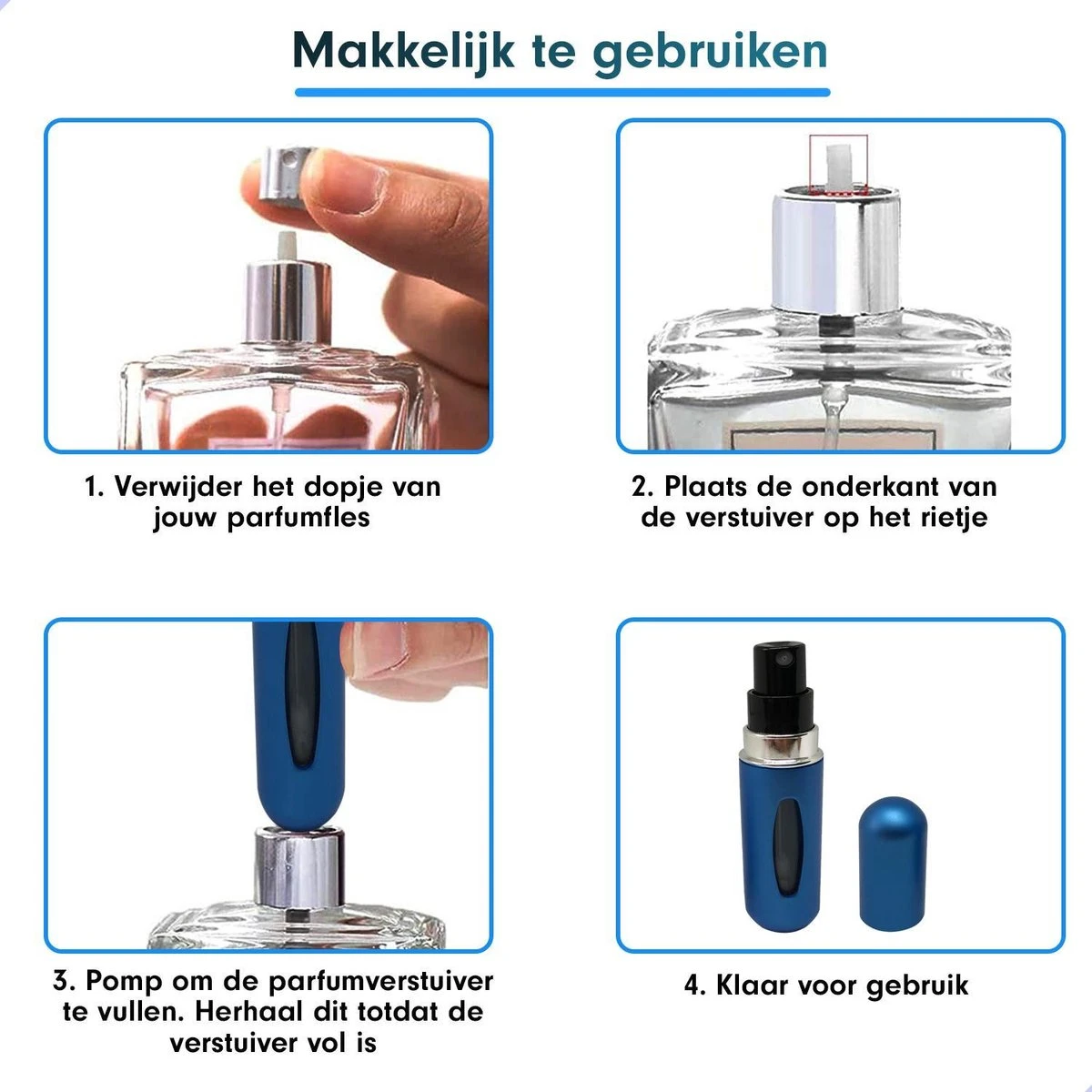 MaxedMore Navulbare Parfumverstuiver 5ml Blauw - 65 Keer Spraybare Parfum Verstuiver - Hervulbaar Tasverstuiver Voor Parfum - Meeneem Mini Geur Flesje Voor Op Reis - Lipstick Formaat Navulbaar Parfumflesje 7 MaxedMore Navulbare Parfumverstuiver 5ml Blauw - 65 Keer Spraybare Parfum Verstuiver - Hervulbaar Tasverstuiver Voor Parfum - Meeneem Mini Geur Flesje Voor Op Reis - Lipstick Formaat Navulbaar Parfumflesje – Image 5