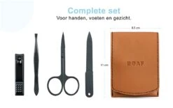 Merkloos Manicure Set - Travel Kit - Luxe 4-delige Set - Met Lederen Opbergetui - Voor Handverzorging - Voetverzorging - Gezichtsverzorging - Nagelschaartje -Maquillage Cosmetics 1200x753 7