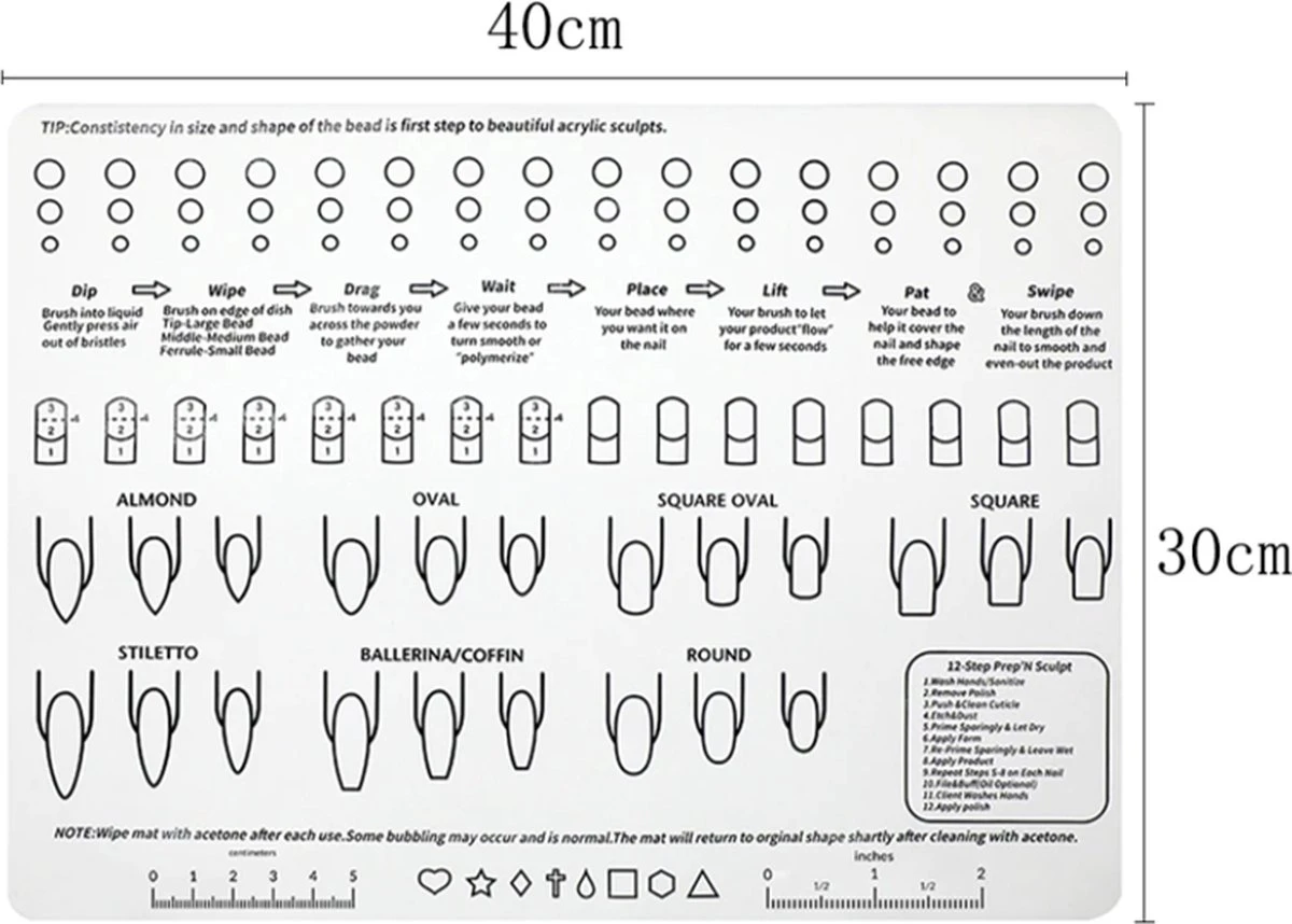 EPC® Acryl Nagel Oefenmat - Gelpolish - Nagellak - Acrylpoeder - Siliconen Trainingsmat - Sjablonen Wit 3 EPC® Acryl Nagel Oefenmat - Gelpolish - Nagellak - Acrylpoeder - Siliconen Trainingsmat - Sjablonen Wit