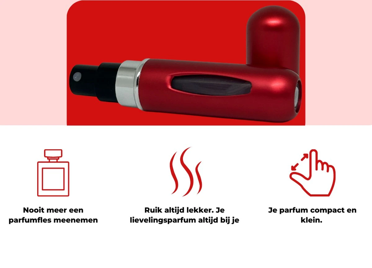 Cetins - Parfum Verstuiver Navulbaar - Mini Parfum Flesje - Reisflesje – Matt Rood 8 Cetins - Parfum Verstuiver Navulbaar - Mini Parfum Flesje - Reisflesje – Matt Rood – Image 6