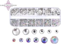 Merkloos Rhine Stone - Nail Art Diverse Kleuren - Strass Nagel Steentjes - Rhinestone - 3D Nail Art - Nagel Diamantjes- Bruidsnagels- 1200 Steentjes