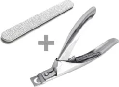 Merkloos Nageltip Knipper RVS + Nagelvijl Zebra Recht 100/180 - Kunstnagel Knipper