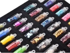 48 Potjes Glitter / Decoratie Voor Nail Art / Knutselen - Sparkolia Glitters Nagel Decoratie Set- 3D Nail Art Voor Gellak, Acryl Of Nagellak - Glitter, Poeder, Holografisch, Vlokken, Pailletten, Shimmer, Rhinestone - Verschillende Kleuren -Maquillage Cosmetics 1200x920 4