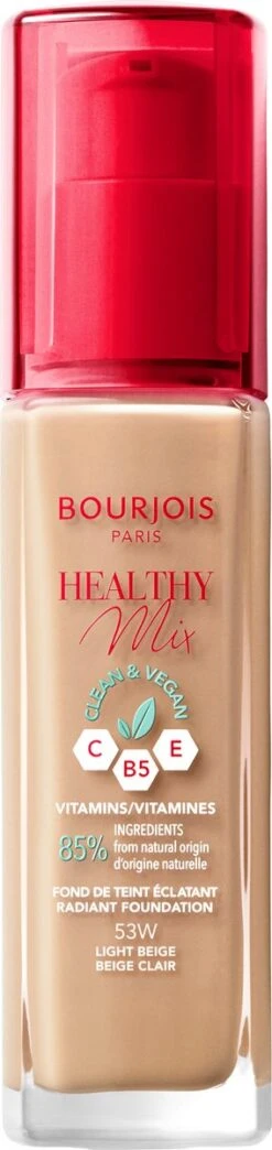 Bourjois Healthy Mix Clean Vegan Foundation 053 Light Beige -Maquillage Cosmetics 284x1200 2