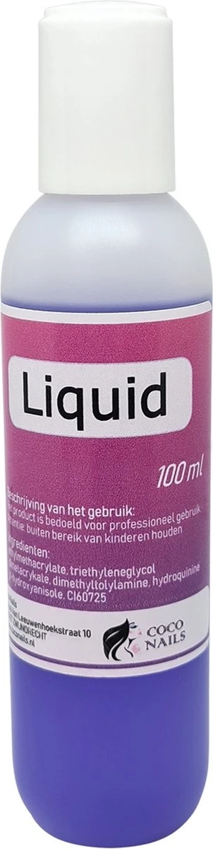 Coconails Acryl Vloeistof (Liquid) Sneldrogend Paars PRO 100 Ml 3 Coconails Acryl Vloeistof (Liquid) Sneldrogend Paars PRO 100 Ml