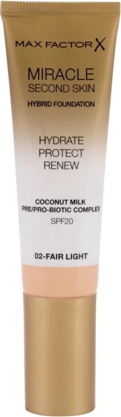 Max Factor Miracle Second Skin Foundation - 02 Fair Light -Maquillage Cosmetics 348x1200 1