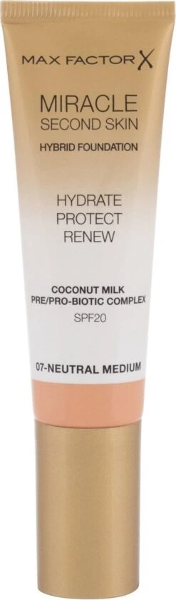 Max Factor Miracle Second Skin Foundation - 07 Neutral Medium -Maquillage Cosmetics 352x1200 4