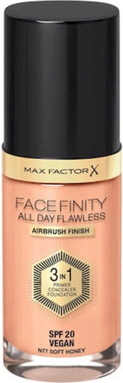 Max Factor Facefinity All Day Flawless 3-in-1 Liquid Foundation - 077 Soft Honey -Maquillage Cosmetics 387x1200 2