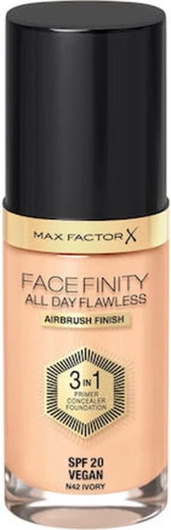 Max Factor Facefinity All Day Flawless 3-In-1 Vegan Foundation 042 Ivory -Maquillage Cosmetics 387x1200 3