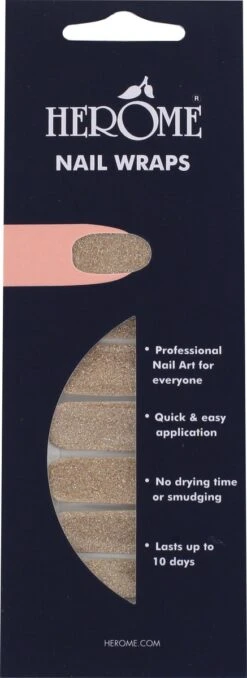 Herome Nail Wraps Starterkit Golden Glitter - 2x10 Nagelstickers - Inclusief Top Coat 4ml - In Organza Verpakt -Maquillage Cosmetics 437x1200 11