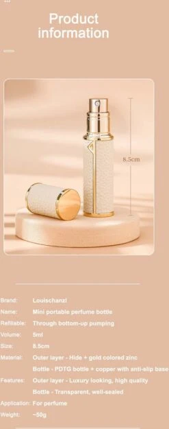 Hervulbare Parfumverstuiver-5ml-Mini Parfumverstuiver-Kleine Spuitfles Voor Parfum-Lege Parfumflesje Voor Op Reis Glasspray Draagbaar Parfumpakket Met Lederen Hoes - Mandarijn Groen -Maquillage Cosmetics 474x1200 11