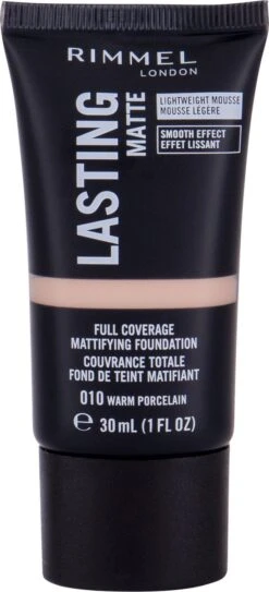 Rimmel London Lasting Matte Foundation - 010 Warm Porcelain -Maquillage Cosmetics 546x1200 1