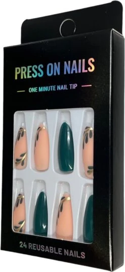 Merkloos Press On Nails - Nep Nagels - Roze Groen - Almond - Manicure - Plak Nagels - Kunstnagels Nailart - Zelfklevend -Maquillage Cosmetics 554x1200 15