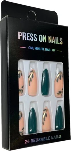 Merkloos Press On Nails - Nep Nagels - Roze Groen - Almond - Manicure - Plak Nagels - Kunstnagels Nailart - Zelfklevend -Maquillage Cosmetics 562x1200 6