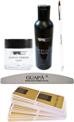 GUAPÀ® Acryl Nagels Starterspakket Easy Voor Het Maken Van Prachtige Acrylic Nagels - Inclusief Acryl Poeder Clear, Acryl Vloeistof En Acryl Penselen
