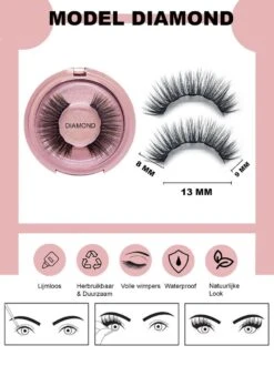 Nepwimers Zonder Lijm | Magnetische Wimpers | Eyeliners | Diamond Wimpers | Pincet | Wimperset | Model Diamond | Fake Lashes | M5 Lashes Diamond Set | Herbruikbare Wimpers | 3D Wimpers | Kit | Waterbestendig | Natuurlijke Wimpers | Waterproof -Maquillage Cosmetics 899x1200 26