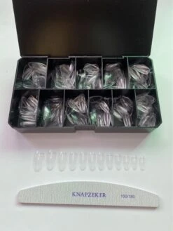 Knapzeker Gelly Tips Medium Almond 500 Stuks 12 Maten - Plaknagels Met Lijm In Doos + Knapzeker Nagelvijl 100/180 - Transparant Nageltips Full Cover Voor Acryl - Gel Nails- Nepnagels Soak Off -Maquillage Cosmetics 900x1200 80