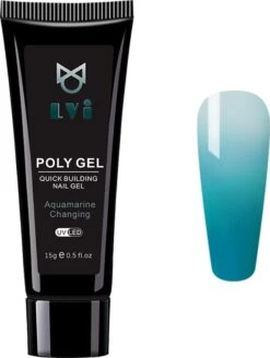 Elvi Polygel Starterskit -Complete Set Inc. USB UV/Led Mini Lamp-6x15g Polygel Kleuren Blauw - Nagelverlenging Polyacryl UV Nagellak-Quick Extension Temperature Color Changing Gel Blue Green -Maquillage Cosmetics 905x1200 6