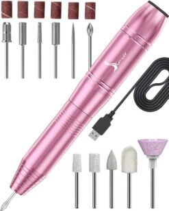 Simver Elektrische Nagelfrees - 11 Nagelvijl Bitjes En 56 Schuurrolletjes - Manicure / Pedicure - Roze - Cadeautip - Kerstcadeau