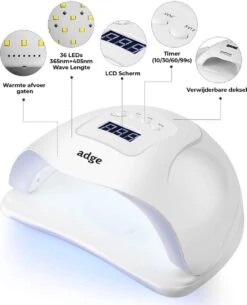 Adge - 54W LED Nageldroger Voor Gelnagels - Geschikt Voor ALLE Nagel Gellak - 36 LEDs - Met Timer -Maquillage Cosmetics 972x1200 6